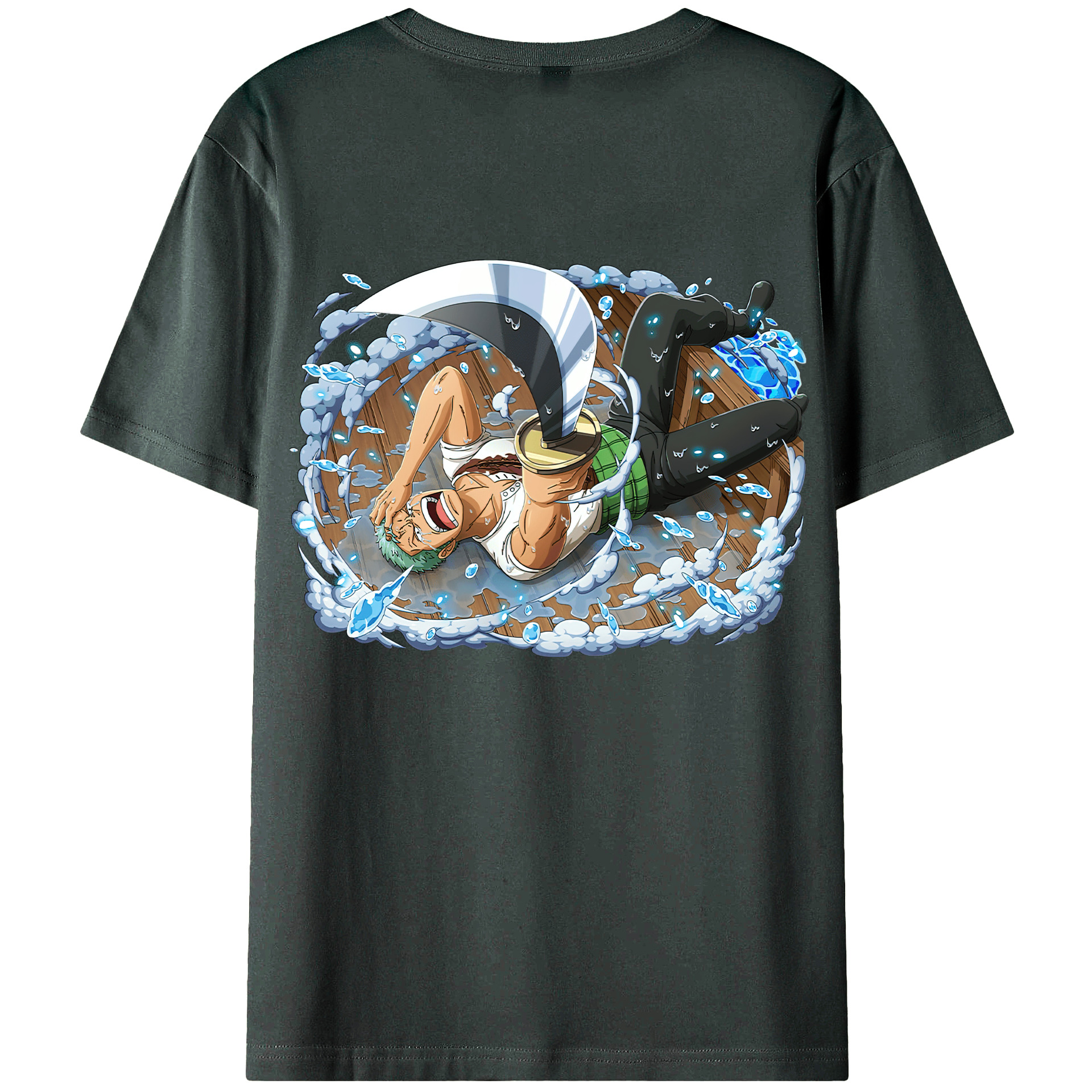 ワンピース ロロノア・ゾロ ONE PIECE Roronoa Zoro 綿100％ メンズ半袖Tシャツ（バックプリント） 通気性